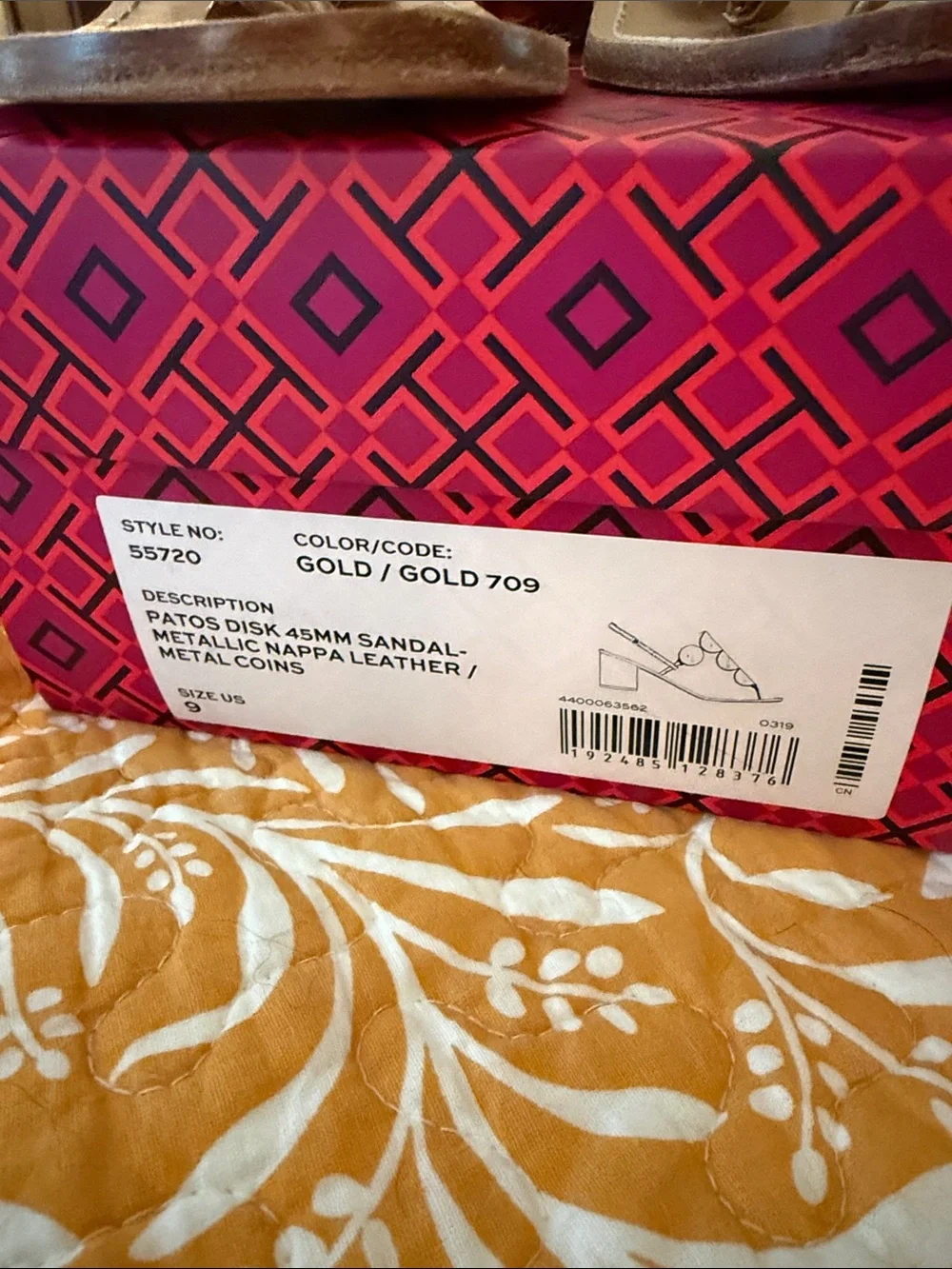 Tory Burch Gold Patos Disk Sandal - Metallic Gold size 9